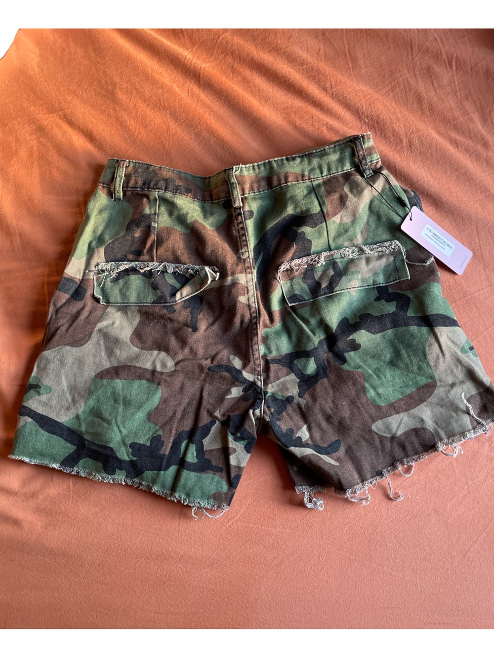 MICAS Green Camo Distressed Jean Shorts - Picture 5 of 5